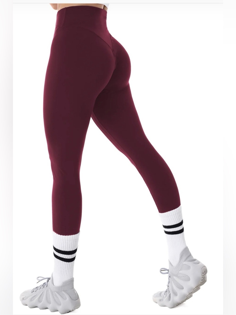 High-Waist Sculpting Leggings in Burgundy